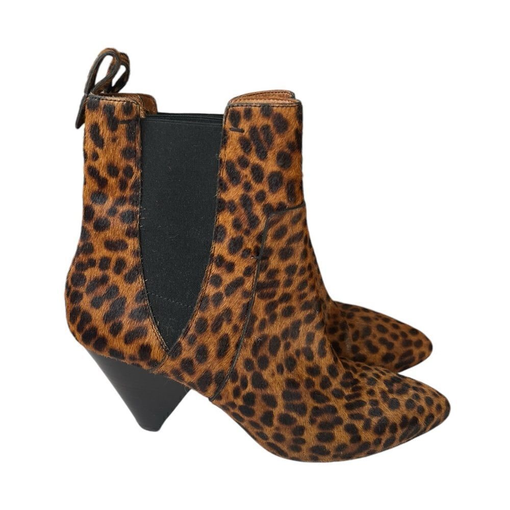 Veronica Beard Landon Leopard Print Calf Hair Ankle Boots Size 8.5 US 39 EU - Picture 2 of 14
